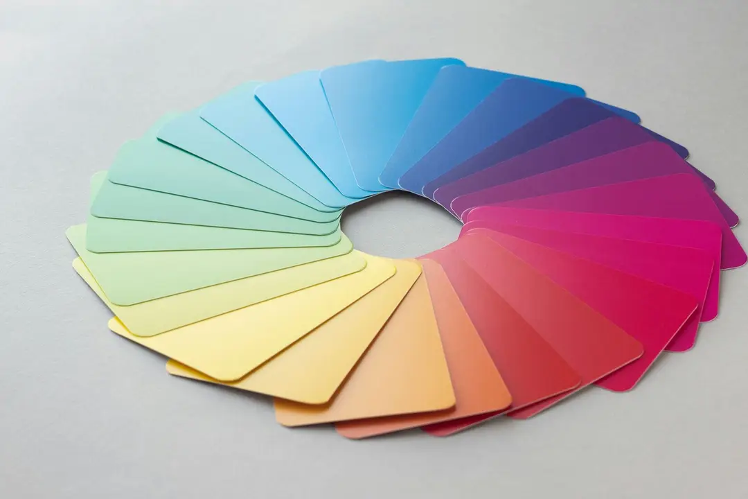 Fan of paint colour swatch cards